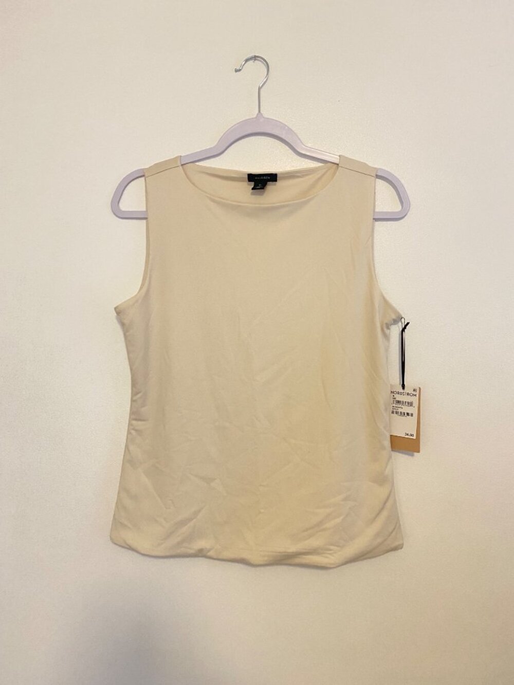 New! Halogen Women’s Sleeveless Boat Neck Cream Tank Top Size M